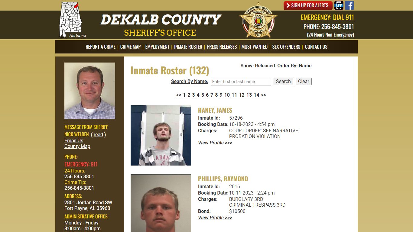 Inmate Roster (148) - DeKalb County Sheriff's Office - Fort Payne, Alabama